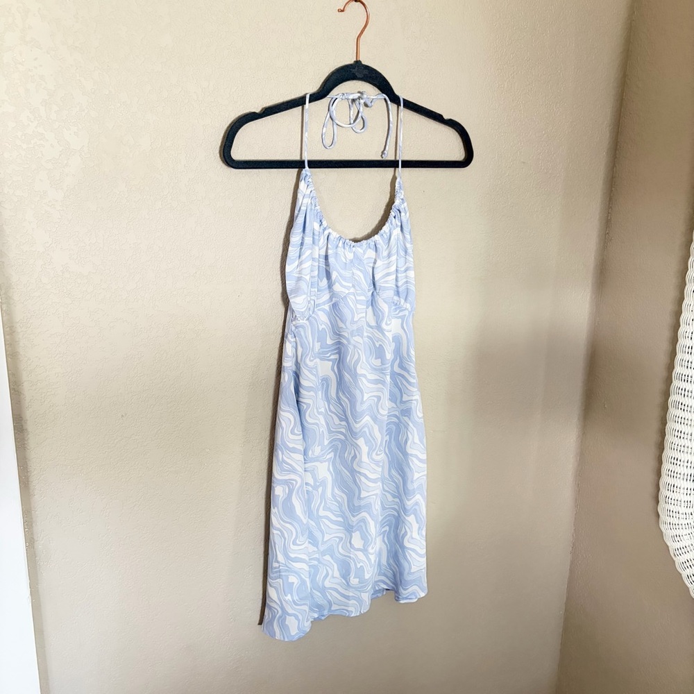 Abercrombie & Fitch Light Blue and White Swirl Dress